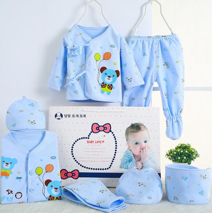 Ensembles de vêtements pour bébés | Ensemble en coton, pour -né fille garçon, chemise + pantalon + barboteuse + chapeau + culottes, ensemble de 7 pièces: CJM027B