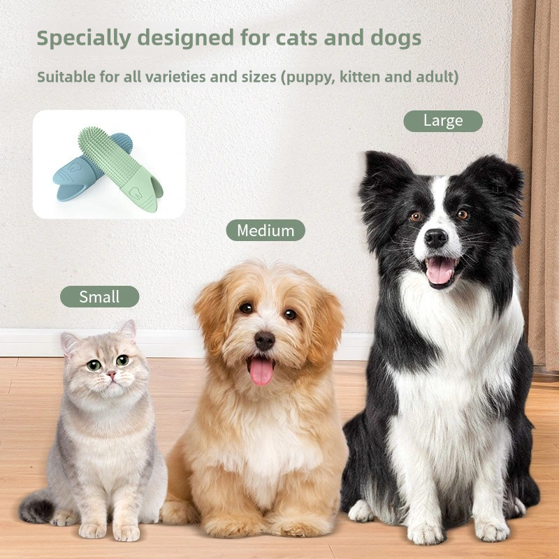 Escova de dentes para cães, 360 ° Escova de dentes de dedo de limpeza para cães, escova de dentes de dedo de cachorro de silicone de qualidade alimentar para cães e gatos cuidados dentários