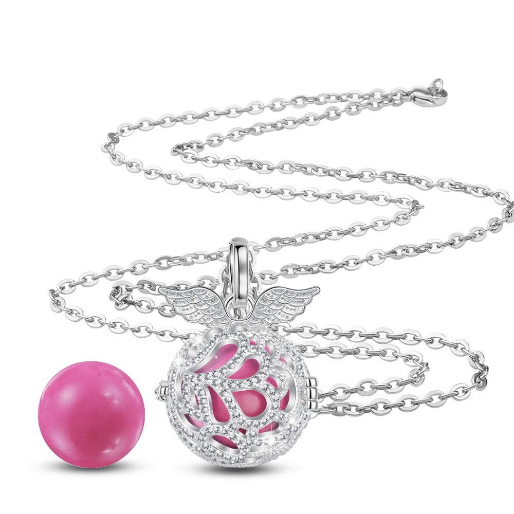 Angel caller 18mm Wing Harmony Bola Ball Crystal Ball CZ Cage Pendant long Necklace DIY Chime Ball For Pregnant woman baby K380: A10