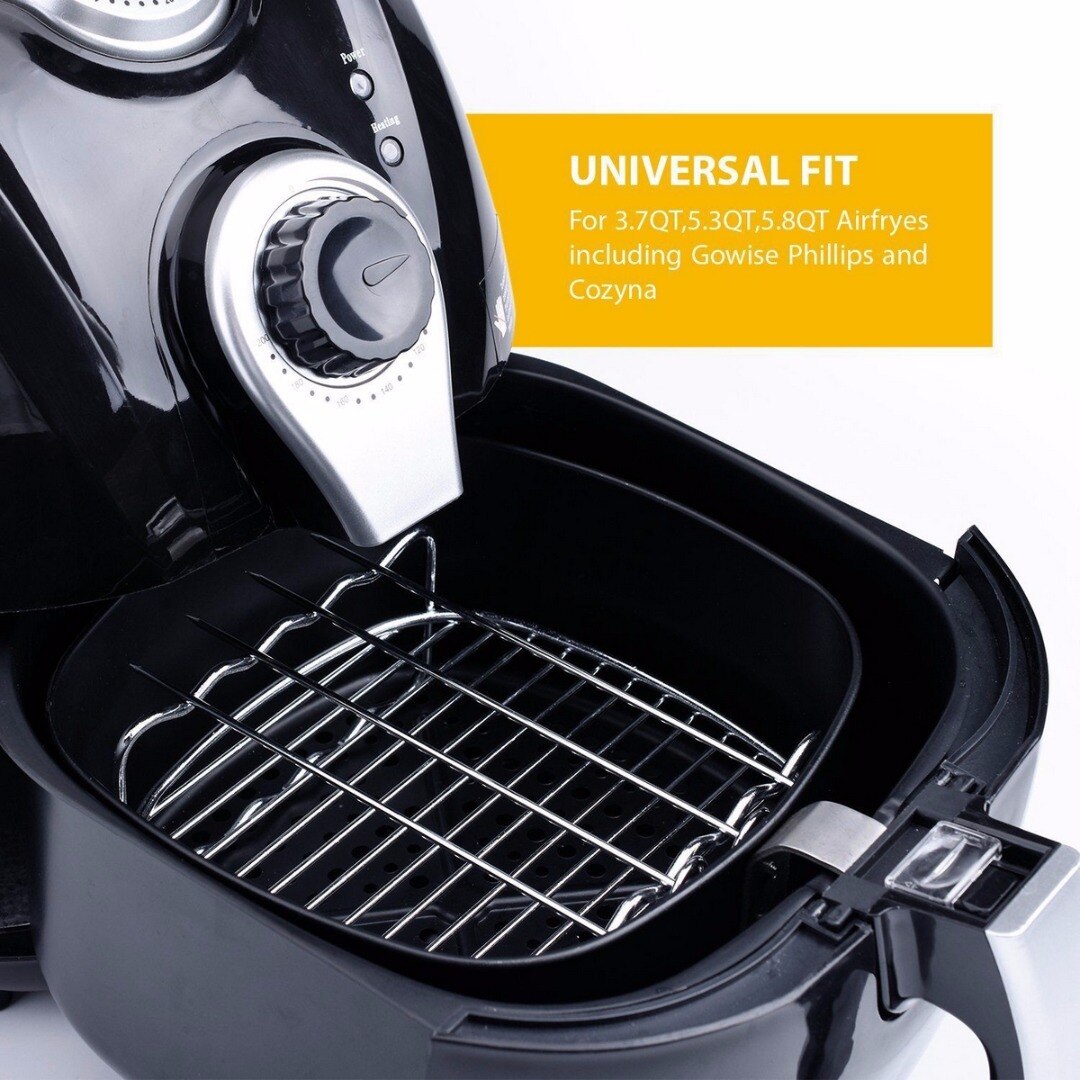 5Pcs Kitchen Air Fryer Accessories Pack Set Kit Stainless steel Black &amp; Silver