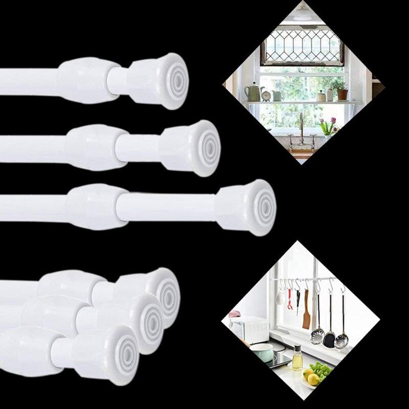 6 Pack Tension Rods, Adjustable Spring Steel Cupboard Bars Rod Curtain Rods, Extendable