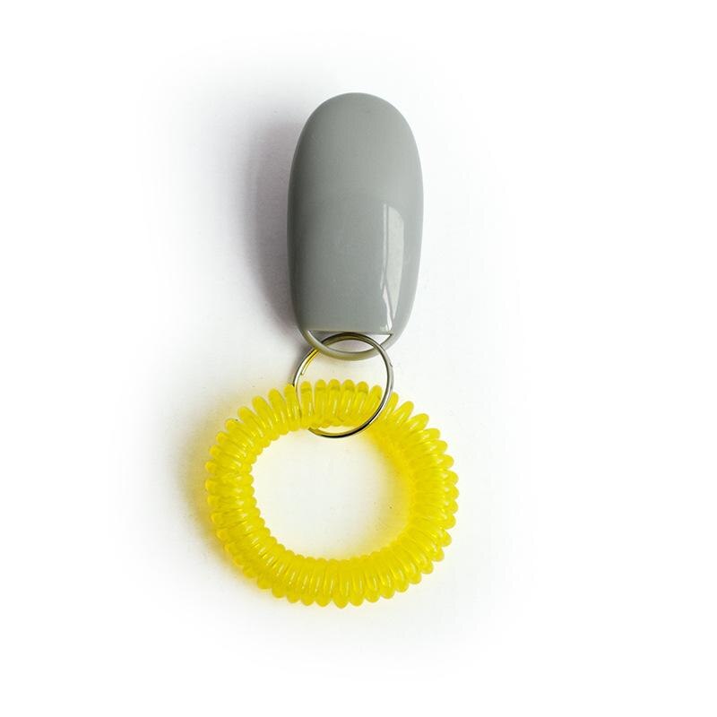 Combo dog clicker & whistle - training, pet trainer click puppy with guide, with key ring pet accessories: Grå