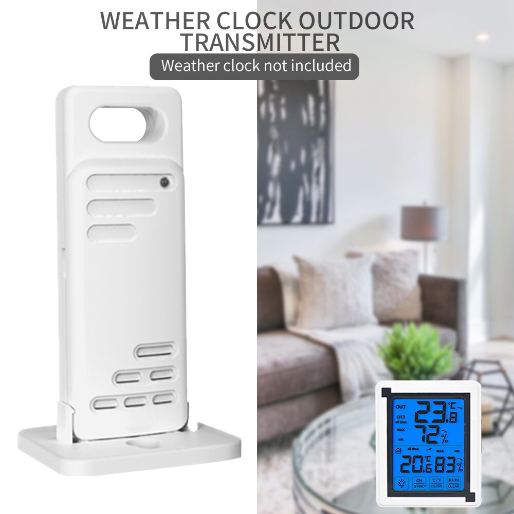 Lcd ℃/℉ Digitale Draadloze Indoor/Outdoor Thermometer Klok Temperatuur Meter Met Zender Draadloze Weerstation