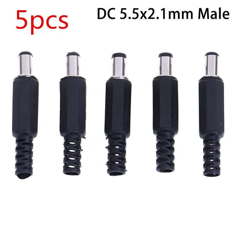 DC Power Connectors Pin 2.1x5.5mm Female Plug Jack + Male Plug Jack Socket Adapter PCB Mount DIY Adapter Connectors 2.1X5.5mm: 5xMale Jack