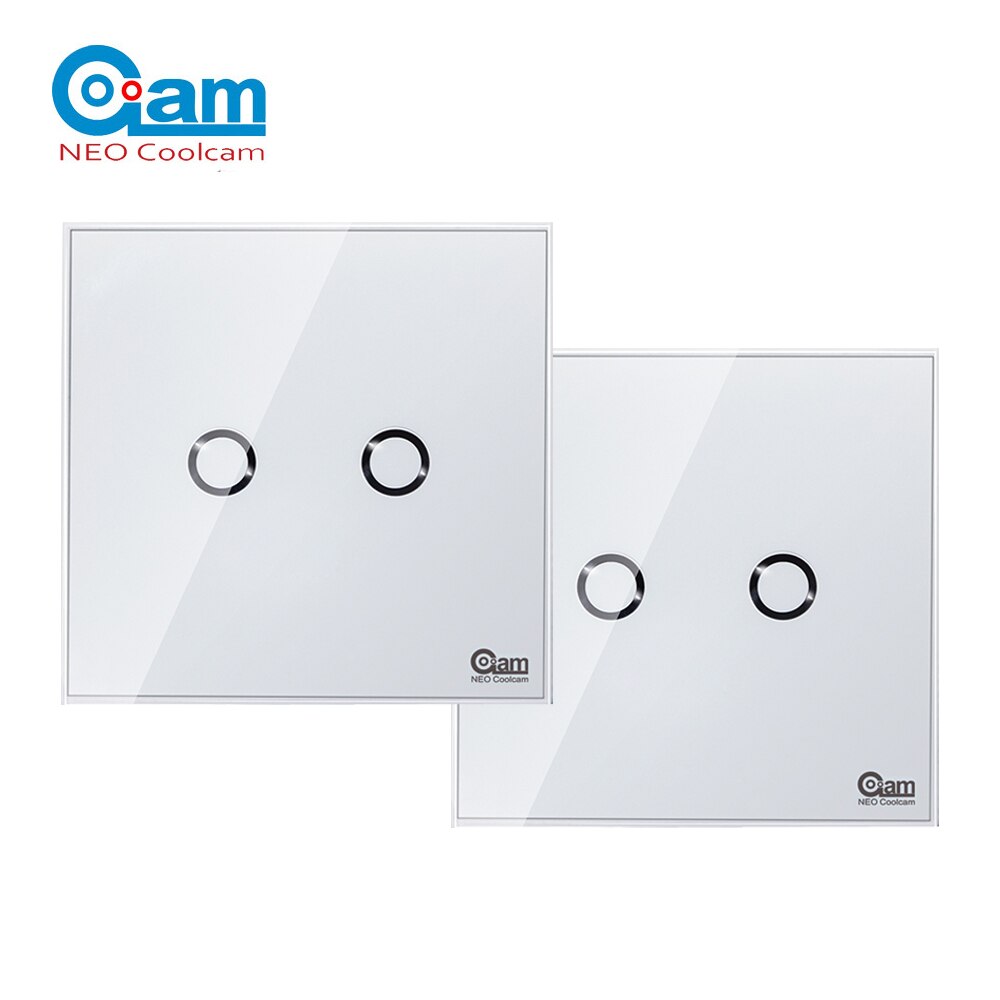 NEO COOLCAM NAS-SC01Z interruptor de luz de pared z-wave Plus, 2CH Gang Home Automation Z wave, interruptor de luz de Control remoto inalámbrico