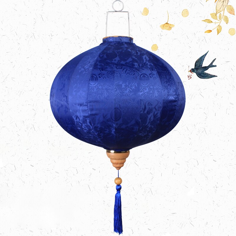 Year Lantern Party Wedding Ancient Lantern Vietnam Diamond Pattern Silk Cloth Round Lantern Retro Decoration: 7 / 12inch