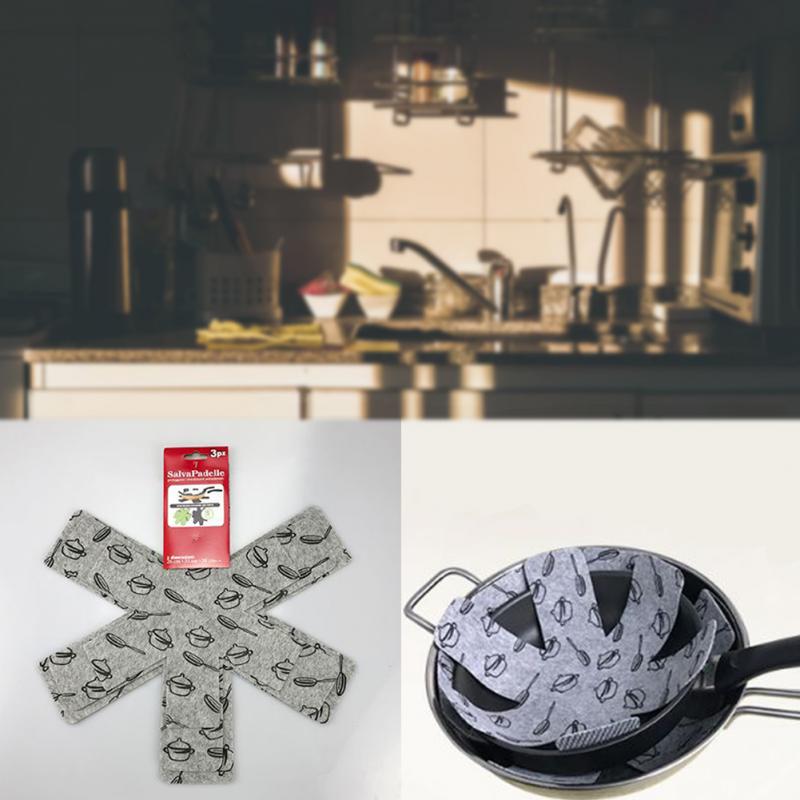 6pcs/set Pot &amp; Pan Protectors Gray Print Divider Pads to Prevent Scratching Separate and Protect Surfaces for Cookware