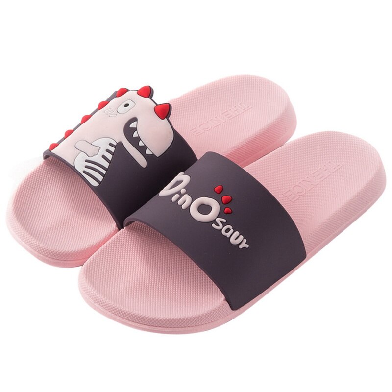 Kvinder sommer pvc dinosaur mønster hjemmesko damer slip on light strandsko kvinde åben tå afslappet platform kvindelig hjemmesko: Rosenrød / 36-37