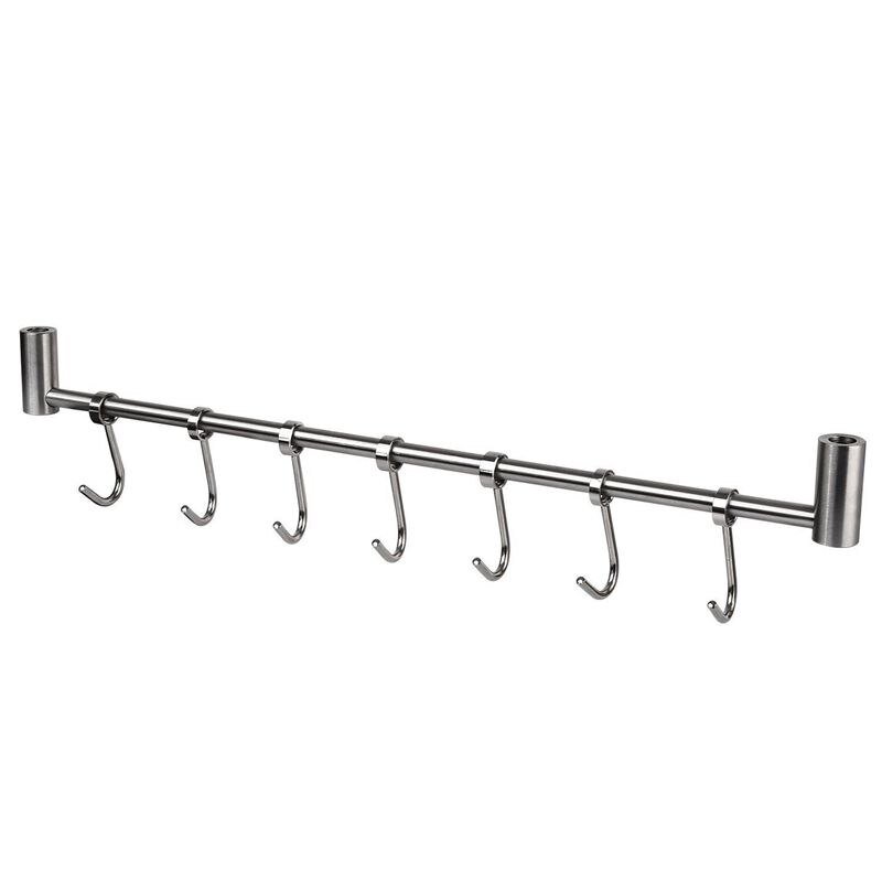 Kitchen Rail Rack Wall Mounted Utensil Hanging Rack Stainless Steel Hanger Hooks for Kitchen Tools Pot Towel