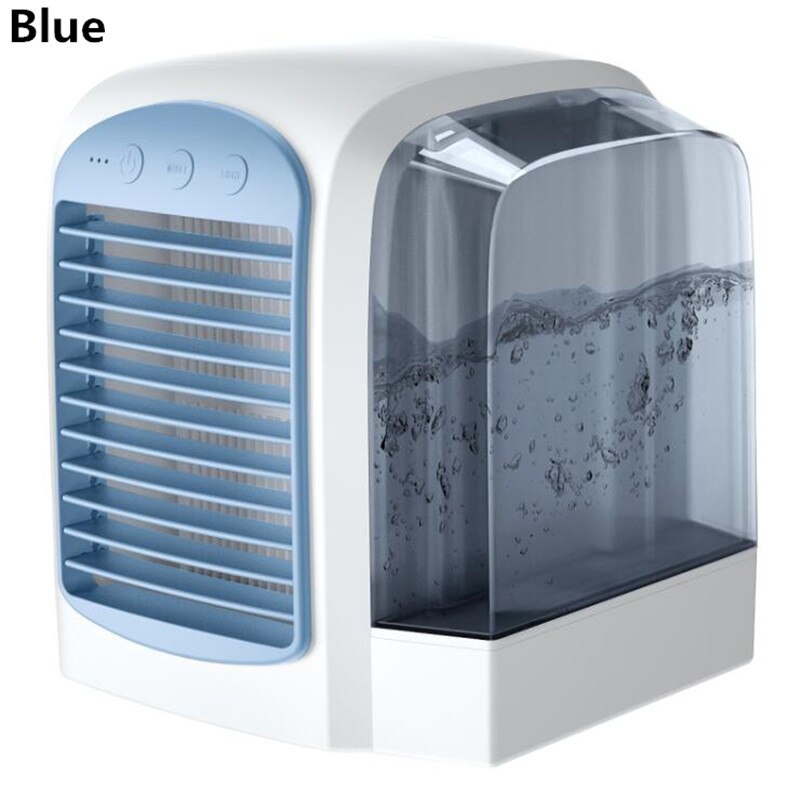 USB Water-cooling Air Conditioning Fan Purifying Air Humidification Cool Wind Three-speed Adjust Fan Soft Light Strong Wind Fan: Blue