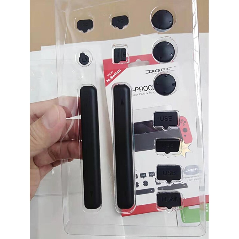 Kit de súper juego, accesorios de protección para Nintendo Switch, Protector de pantalla de vidrio templado + enchufe antipolvo para host TNS-862