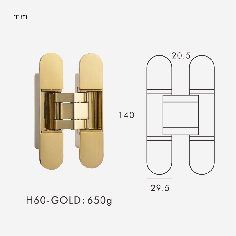 Nurlin unsichtbare Türscharniere, 3D-verstellbare verdeckte Scharniere, glänzendes Gold, Schwarz, helles Chrom, Zinklegierung, Stoßscharnier, robust: WHITE