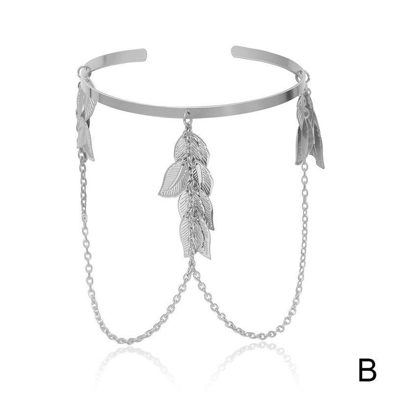 Böhmische Blatt Charme Oberen Arm Kette Armbinde Metall Blätter Quaste Anhänger Arm Manschette Armreif Armbänder für Frauen Schmuck: Silber-