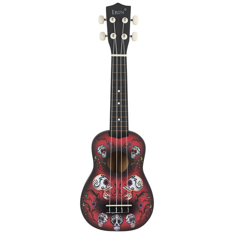Irin 21 inch 15 frets sopraan ukelele uke 4 nylon snaren lindehout gitaar dolfijnpatroon universeel akoestisch instrument zwart + re: Default Title