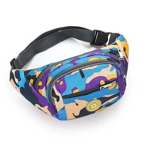 Colorful Waist bag Waterproof Travel Fanny Pack Mobile Phone Waist Pack Belt Shoulder Bags crossbody bags for men and women: purple camouflage