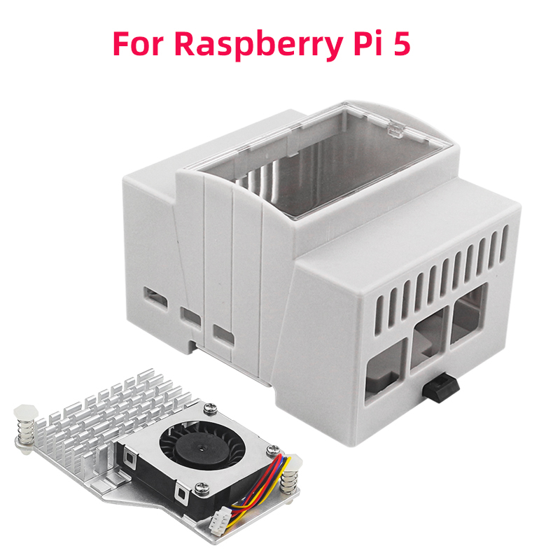 Raspberry Pi 5 4 3 ABS caja eléctrica carril DIN carcasa Modular disipador de calor de aluminio opcional ventilador de refrigeración para Pi 4 /3B + /3B: Morado