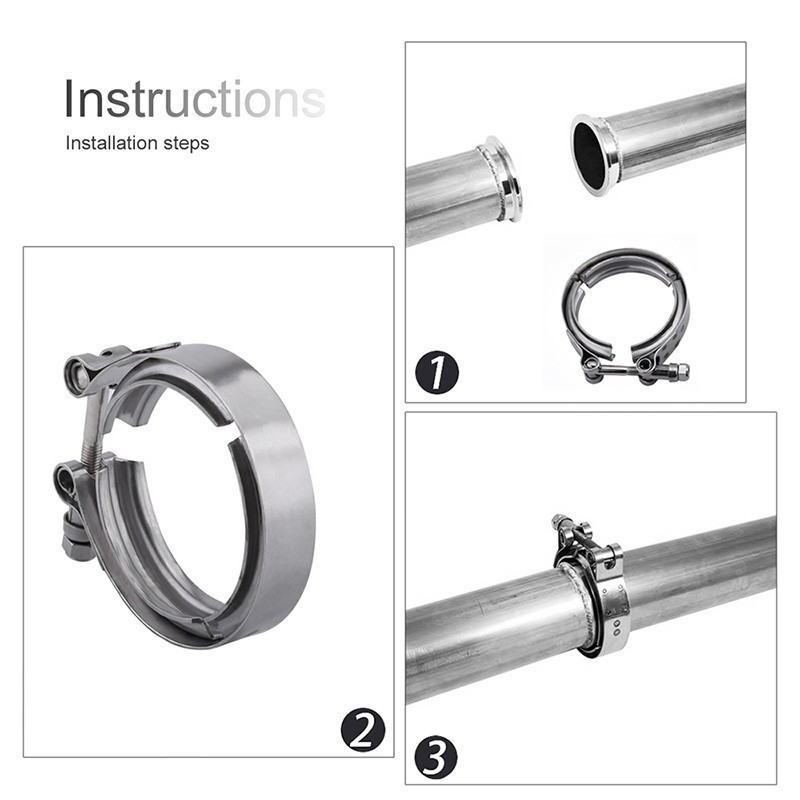 ESPEEDER 3.0inch Exhaust Clamp V-Band Clamp Kit Exhaust Band Clamp For Turbo Exhaust Downpipe Catback Muffler Pipe