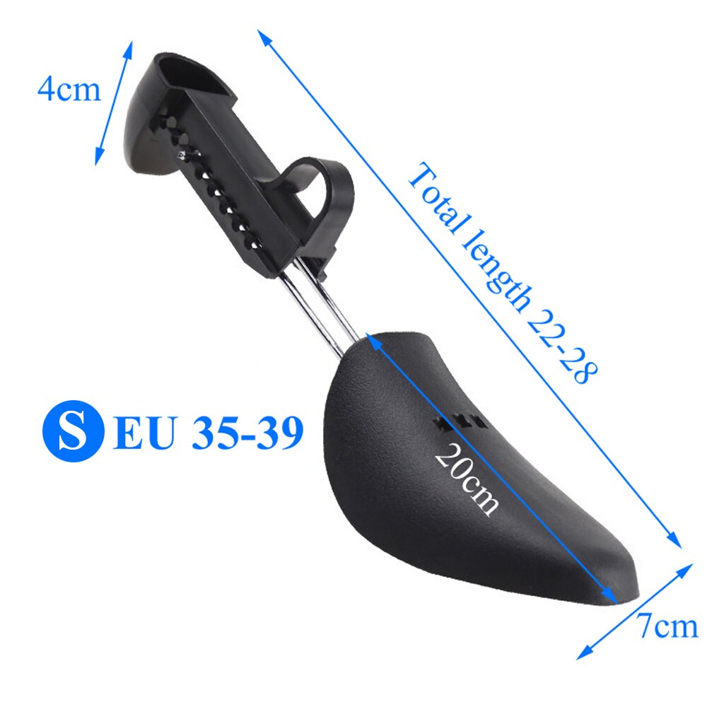 1 par praktiska plastsko trädskor bår, justerbar man kvinnor lägenheter pumps boot shaper rack expander träd storlek s/l: S  eu 34-39