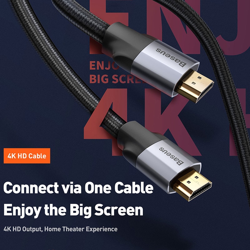 Baseus HDMI Cable 4K Male to Male HDMI 2.0 Cable For PS4 Projector TV Audio Video HDMI Wire Cord Digital Splitter Switch 5m 3m