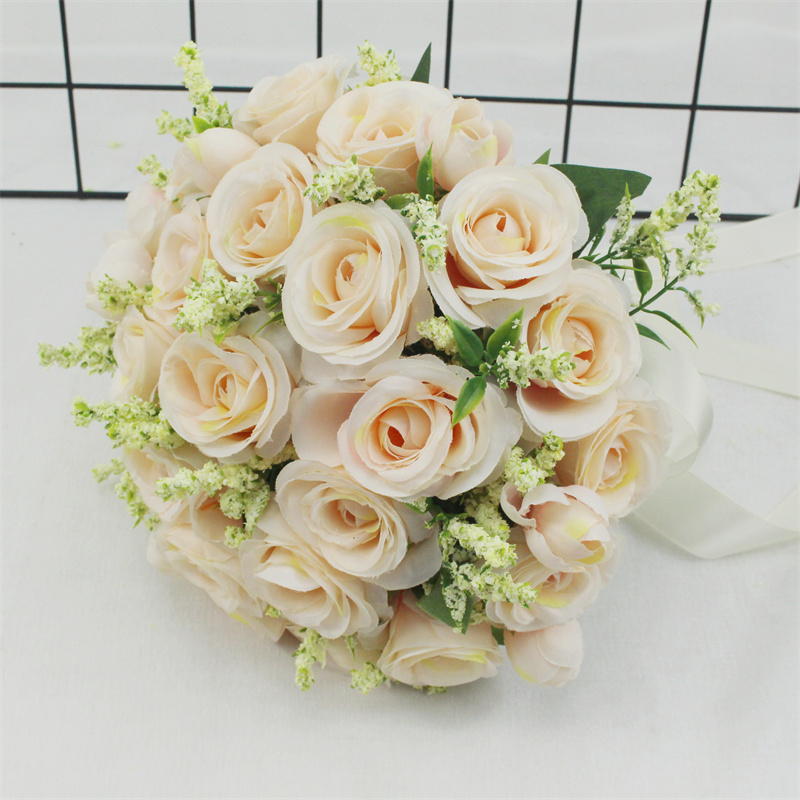 Braut Brautjungfer Hochzeitsstrauß Weiße Seidenblumen Rosen Handgemachte künstliche Braut Mariage Blumenstrauß Hochzeitsaccessoires