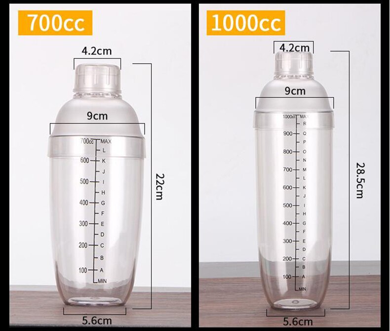 Xeoleo 350cc/500cc/700cc/1000cc PC Resin shake cup Cocktail Shaker Mixer Milk tea/Wine Martini Boston Shake cup Bar Tools: 500cc
