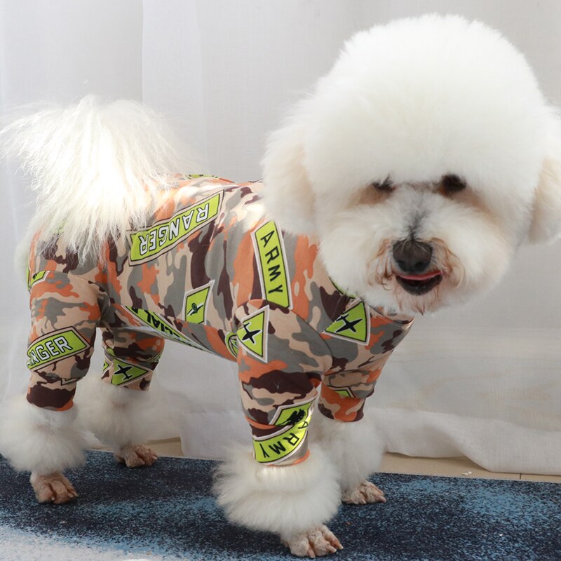 Mono de algodón con estampado para perros, monos finos para mascotas, ropa de cachorro con estampado de pijama de vientre protector para perros pequeños, Sudadera para perro Chihuahua y Caniche