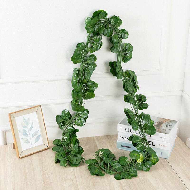 2 m grønne silke kunstige hængende efeu blad krans planter vinblade 1 stk diy til hjemmet bryllup dekoration havefest indretning