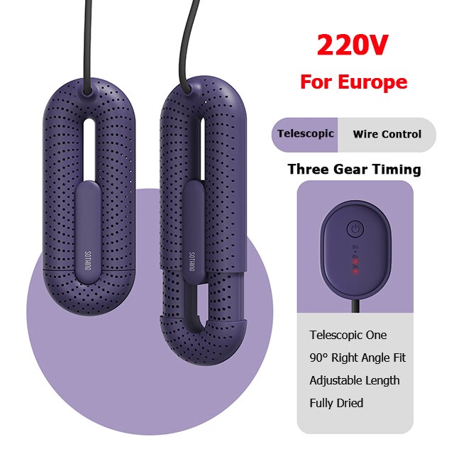 110V/220V Us/Eu Plug Sothing Schoen Droger Loop Rekbaar Elektrische Schoenen Droger Ptc Heater draagbare Multi-Effect Ontgeuringseffect: EU 220V Timing2