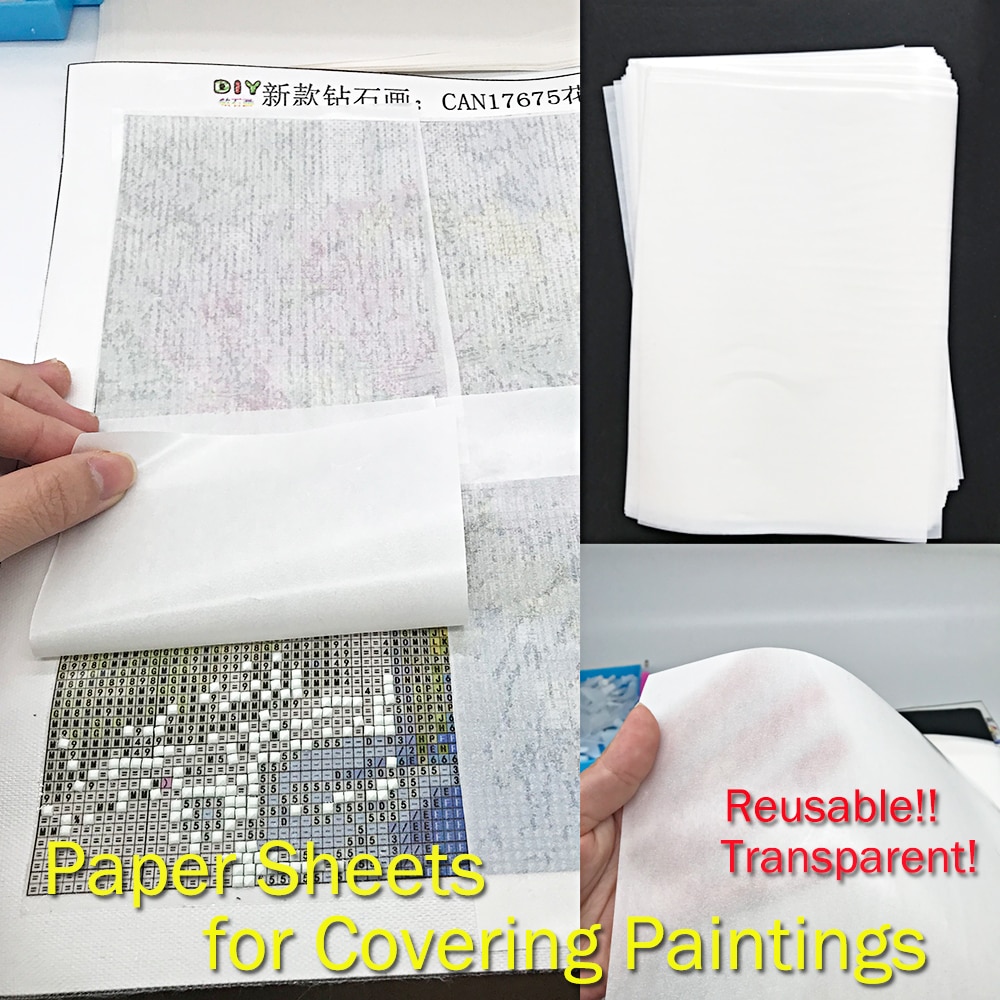 Folhas de papel transparentes reutilizáveis, ferramentas para pintura de diamantes, folhas de papel transparentes para cobrir pinturas, fácil de colocar a imagem com peças separadas