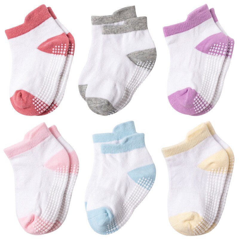6 Pairs Kleurrijke Peuter Kids Sok Baby Jongens Meisjes Solid Anti-Slip Gebreide Warme Sokken Kamer Sokken Katoen Lente warm Casual: C / 10-12   0-1 Years