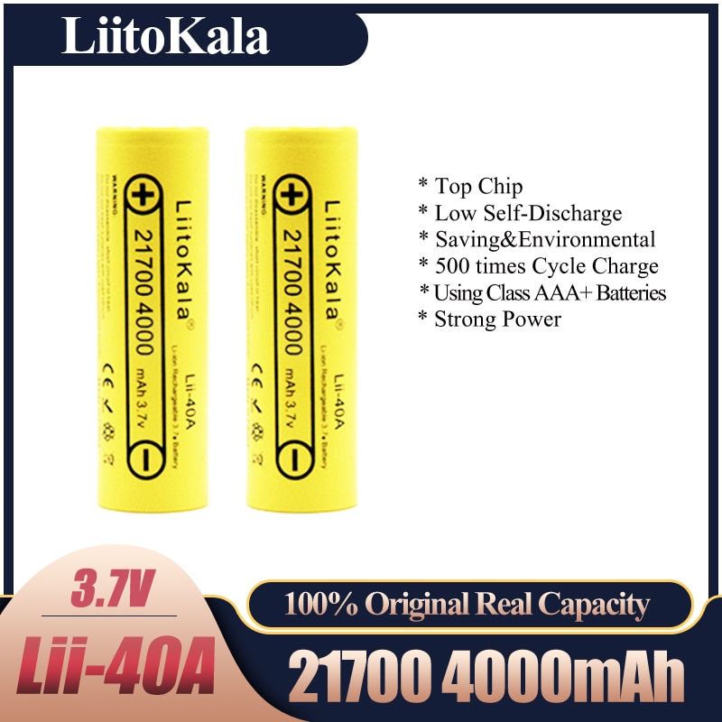 Liitokala 21700 4000 Mah Oplaadbare Batterij Lithium 40A 3.7V 10C Ontlading High Power Batterijen Hoge Afvoer Batterijen