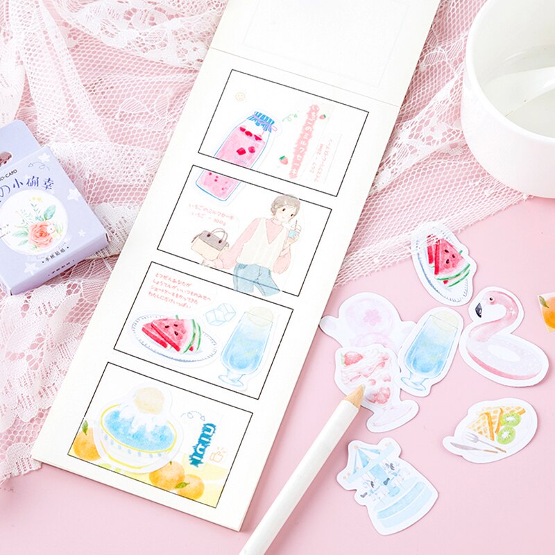 45 pcs/box Happy girl stickers cartoon adhesive paper sticker diy Handmade Card album Scrapbook tools decoration sticker