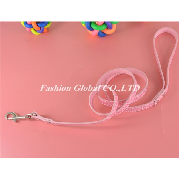 Correa de cuero suave con patrón de cocodrilo para perro, cadena de plomo para cachorro, novedad de: Rosa / S