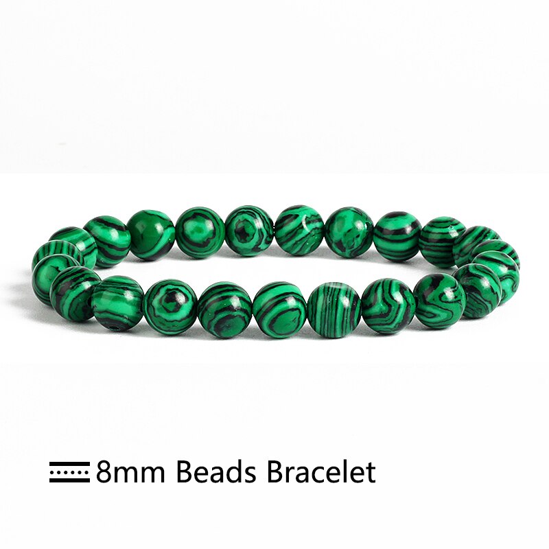 Malachite Beads Bracelet 4/6/8/10mm Natural Stone Peacock Malachite Beaded Handmade Bracelet Bangles Jewelry Women Men