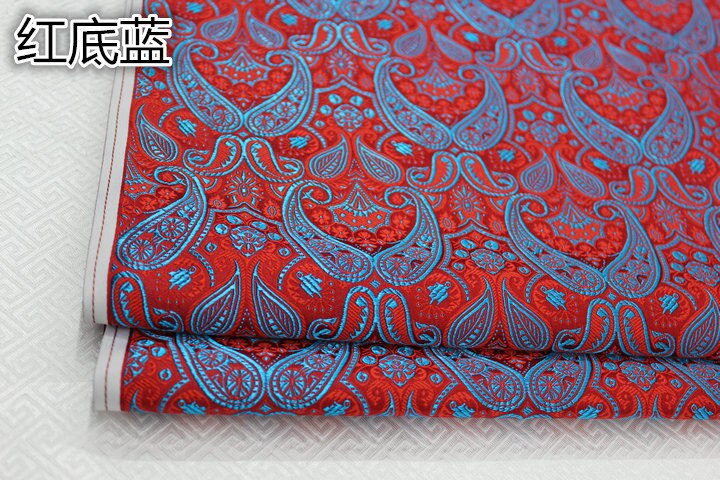Largeur 29 pouces Bricolage Cos Chinois Robe kimono Damassé Tissu Jacquard Brocart En Soie Imitation Vêtements Tissu Pipa: Blue and red