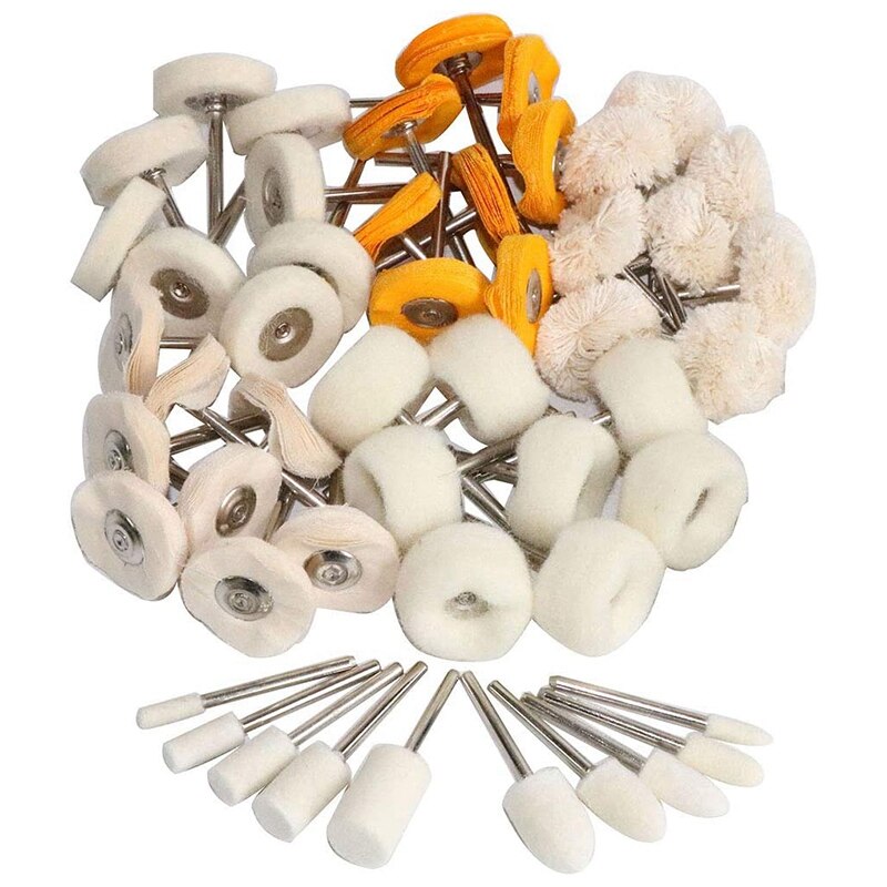 50Pcs 1 Inch Polishing Buffing Wheel Set for Dremel 3Mm Shank for Rotary Tool Accessories Mini Brush Polishing Kit
