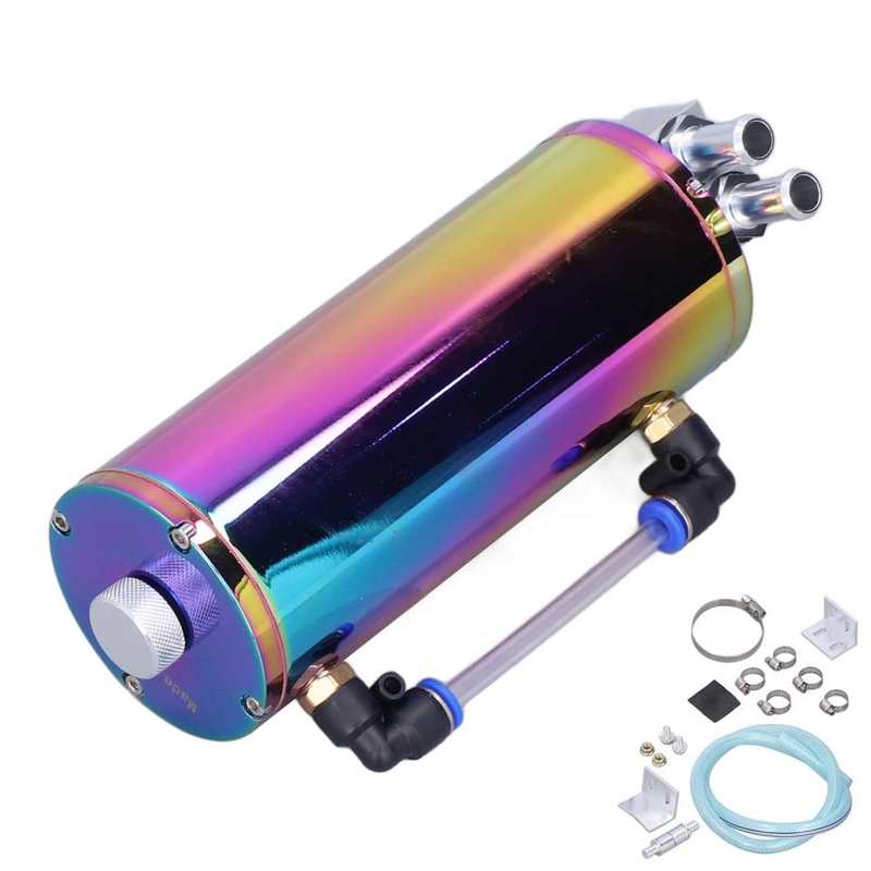 Bidon rond universel de réparation d&#39;huile, capacité de 350ML, alliage d&#39;aluminium de haute dureté, réservoir d&#39;huile à 2 ports pour voiture