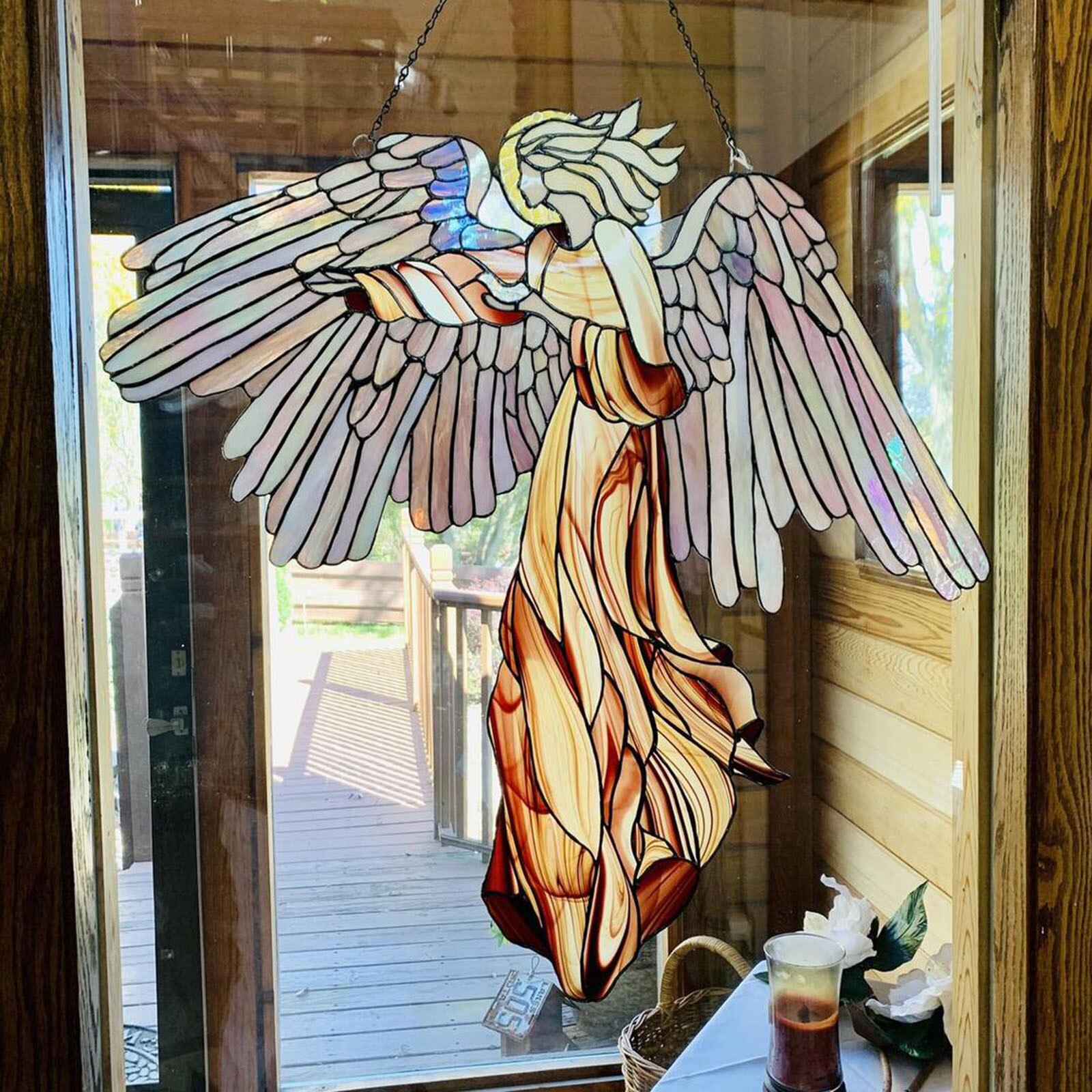 Home Decoration Angel Stained Glass Angel Wind Chimes Living Room Wind Chimes Hanging Decorations