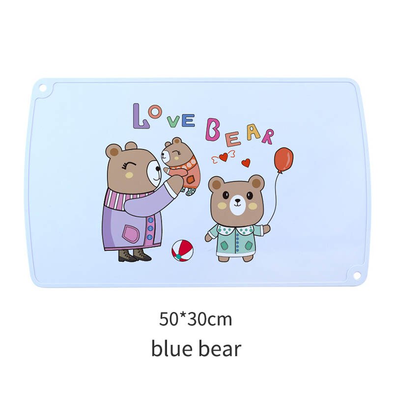 Kids Table Placemats Cartoon Animal Print Waterproof Food Grade Silicone Non-slip Table Mats Anti-scald Baby Feeding Pad 30*50cm: blue bear