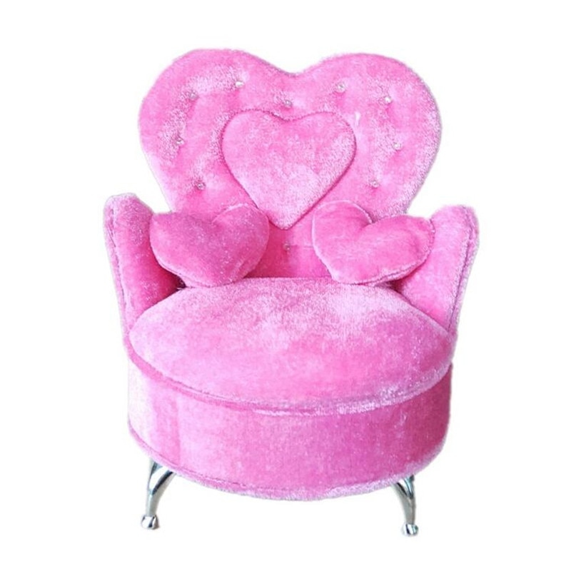 Dollhouse Sofa Furniture Simulation 1/6 Scale Dollhouse Mini Furniture Doll Pink Suede Sofa Toy With Cushion Model Props Vanity: Single1