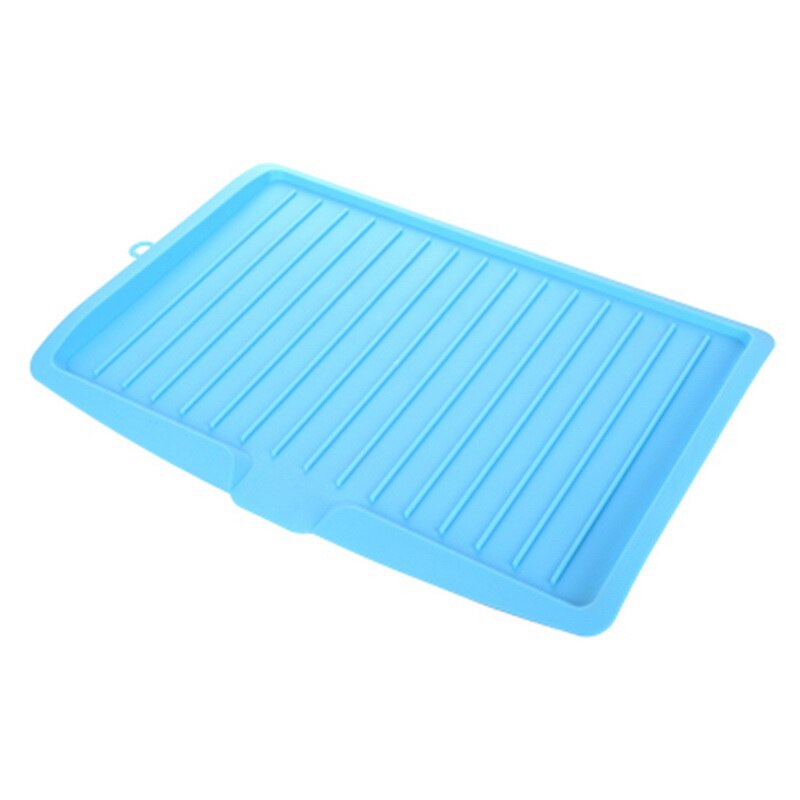 Kitchen Drain Rack Silicone Dish Drainer Tray Large Sink Drying Rack Worktop Organizer Drying Rack For Dishes Tableware: A blue