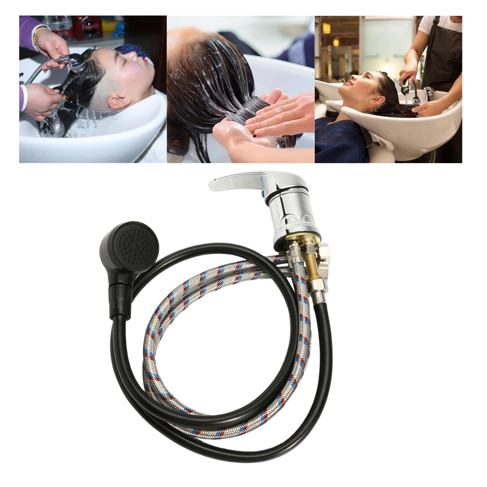 Single Wide Tap Bath Sink Shower Head Spray Hose Push on Mixer Hairdresser Pet Household Faucet Extenders: black