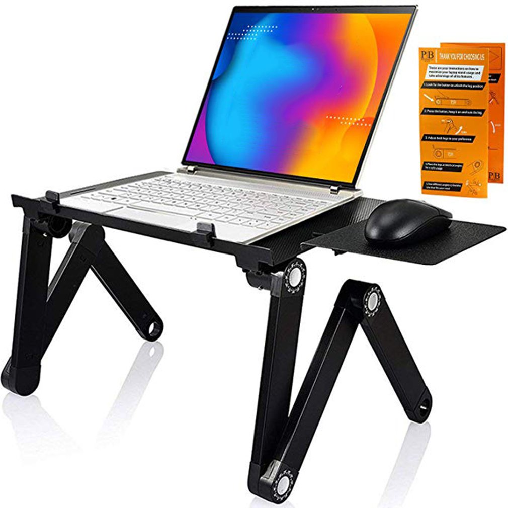 Foldable Adjustable Laptop/Notebook Aluminum Table/Bracket With Large Cooling Fan and Mouse Pad Side For Tablet Notebook MacBook