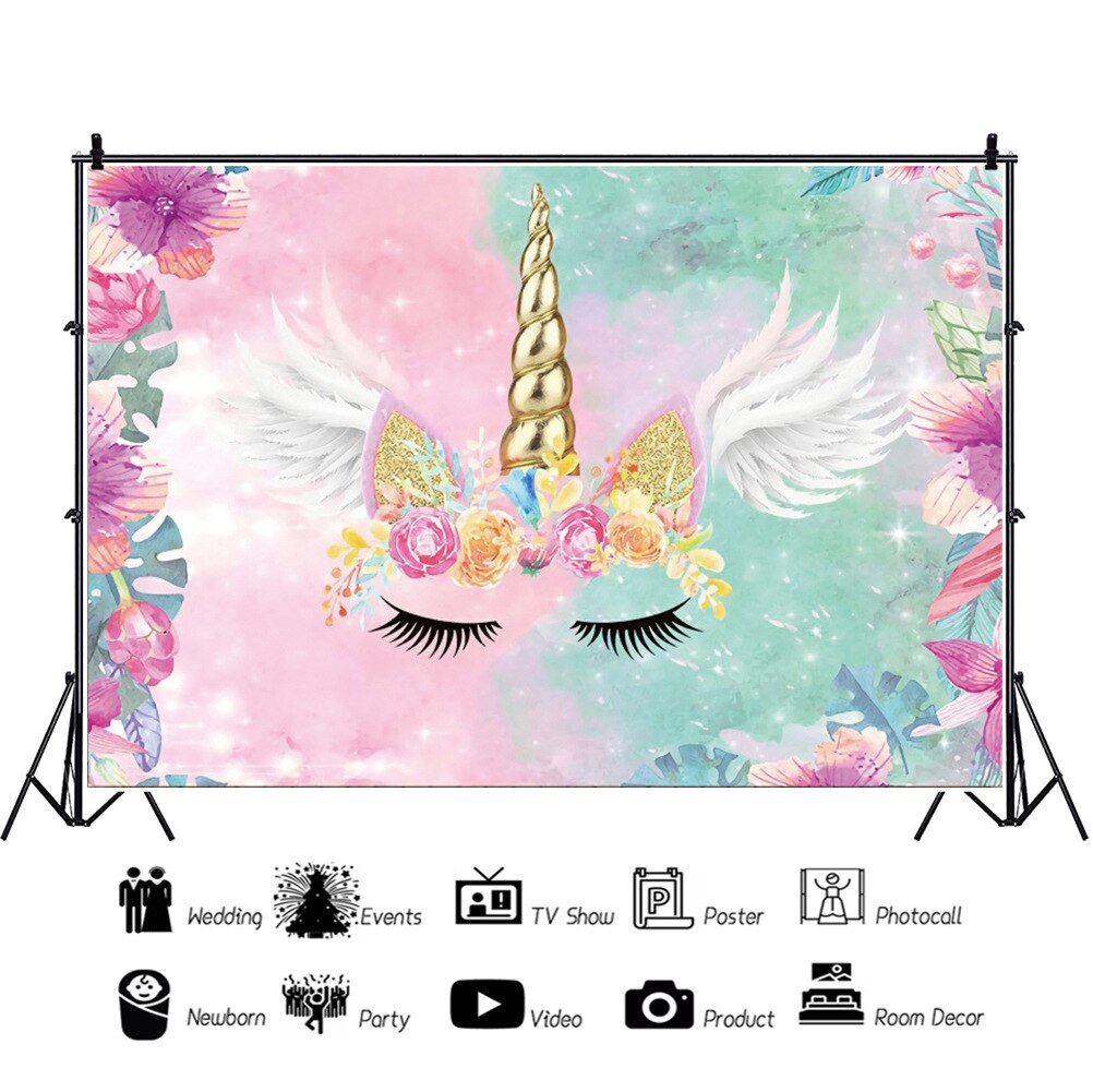 Fondo de unicornio fotografía bebé unicornios para la ducha cabeza foto telón de fondo fotografía estudio fotográfico Photocall