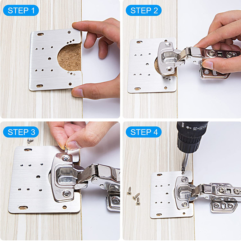 1/2/4pcs Hinge Mounting Plate with Screws Adapts to Hinge Cups of Different Sizes Easy Mount Concealed Cabinet Hinge XHC88