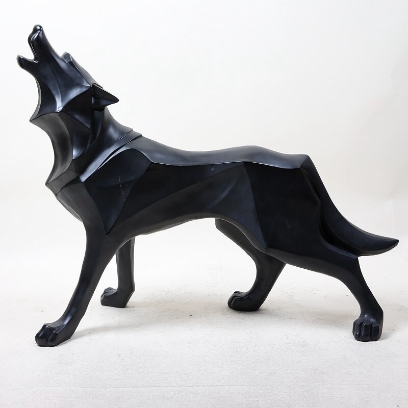 Statue de chien de loup, Totem abstrait, Sculpture géométrique en résine, accessoire de décoration moderne, artisanat,