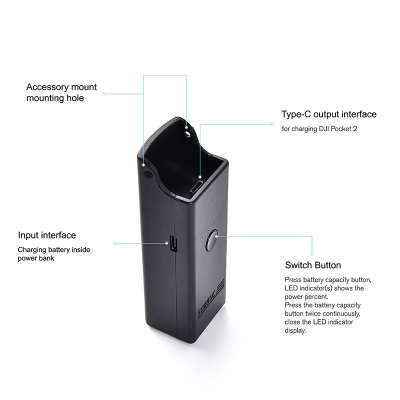 Caja de carga portátil para DJI OSMO Pocket 2, cargador de batería con agarre de mano, accesorios de cámara, cardán