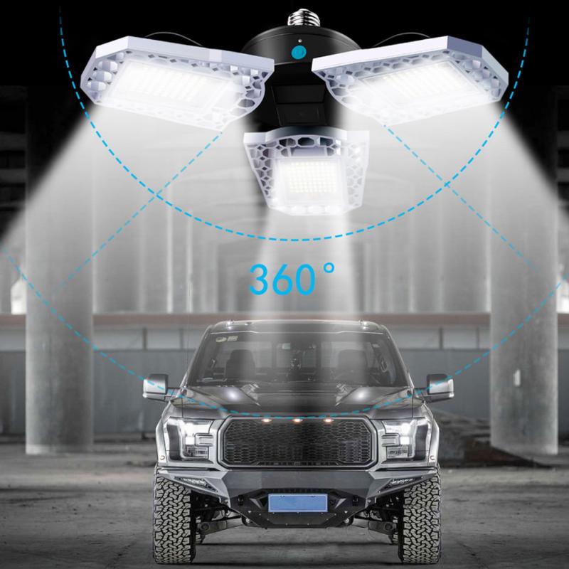 360-degree LED Garage Ceiling Lights Flush Mount Deformable Lamp 85% Energy Save High Brightness Ideal For Workshops Mines Barns