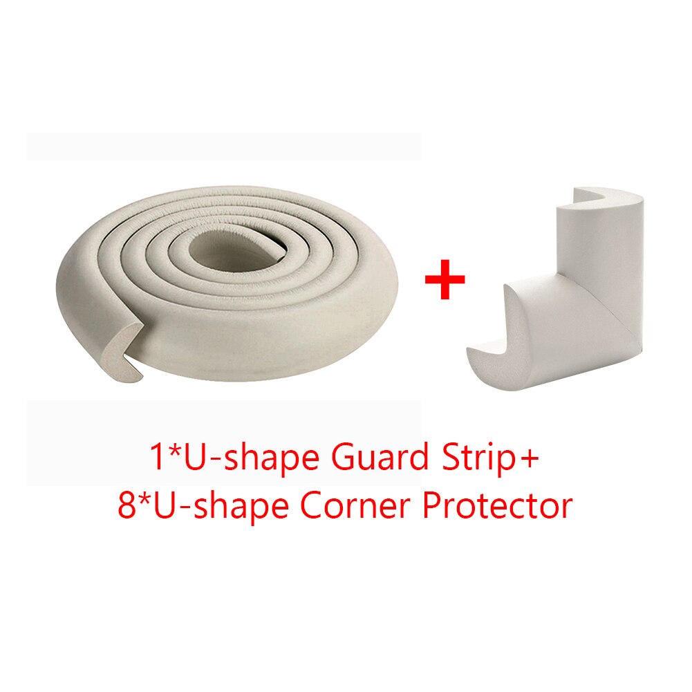 L Shape Security Kids Protection Bumper Edge Angle Soft Baby Safety Desk Table Edge Guard Strip with 8pcs Corner Protectors: grey