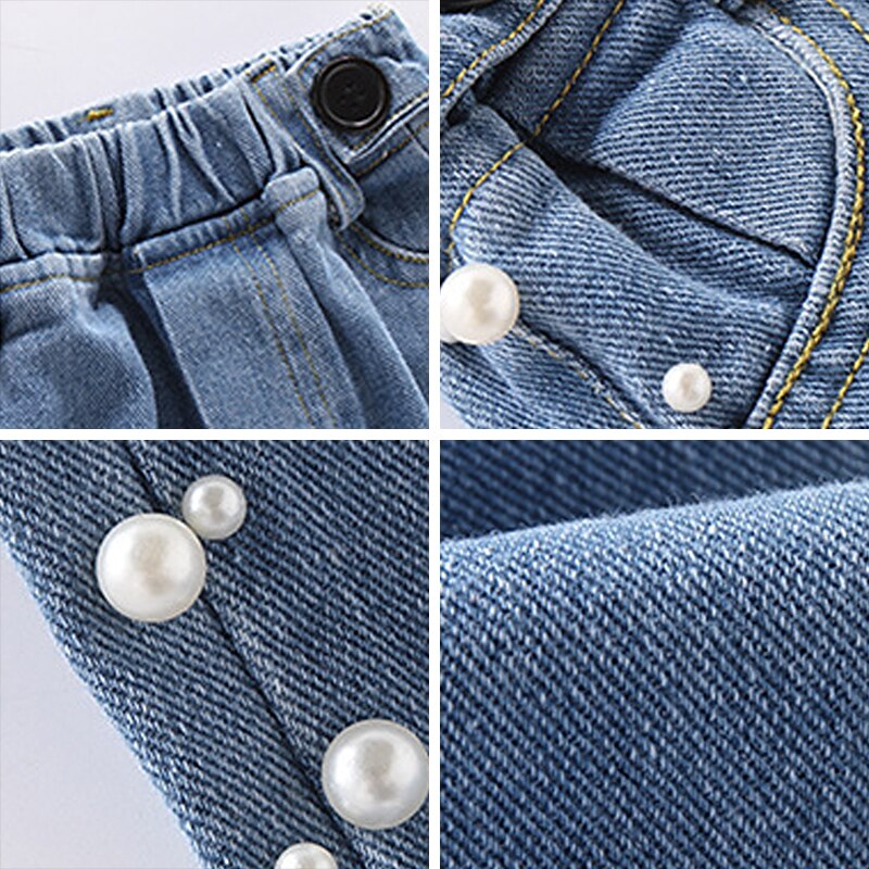 Pantalones vaqueros de perlas dulces para niños de 1 a 6 años, novedad de primavera y otoño, informal para niñas y bebés,